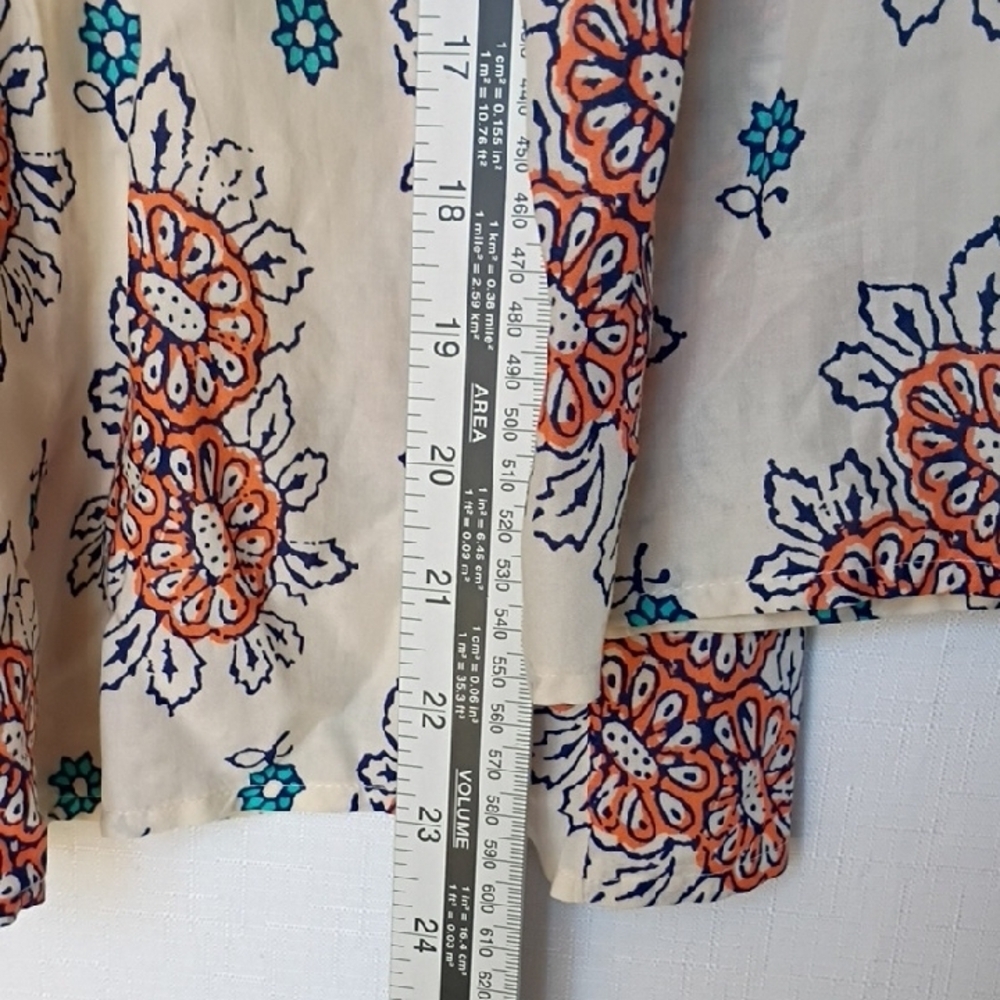 Anthropologie Top Vanessa Virginia Mahdia Floral Cream Swing Blouse Size 8 - Picture 6 of 10
